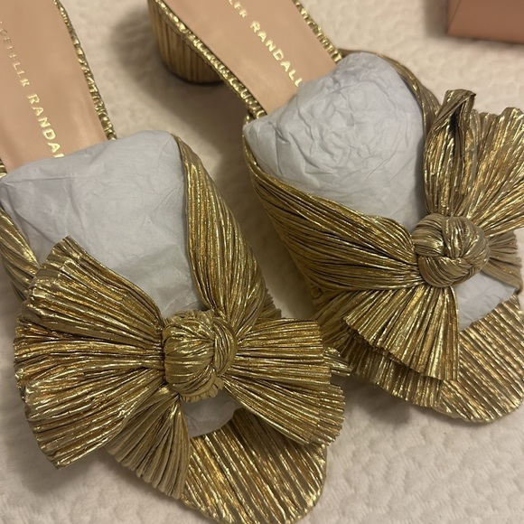 Loeffler Randall Emilia Gold Pleated Bow Heel - Picture 9 of 11